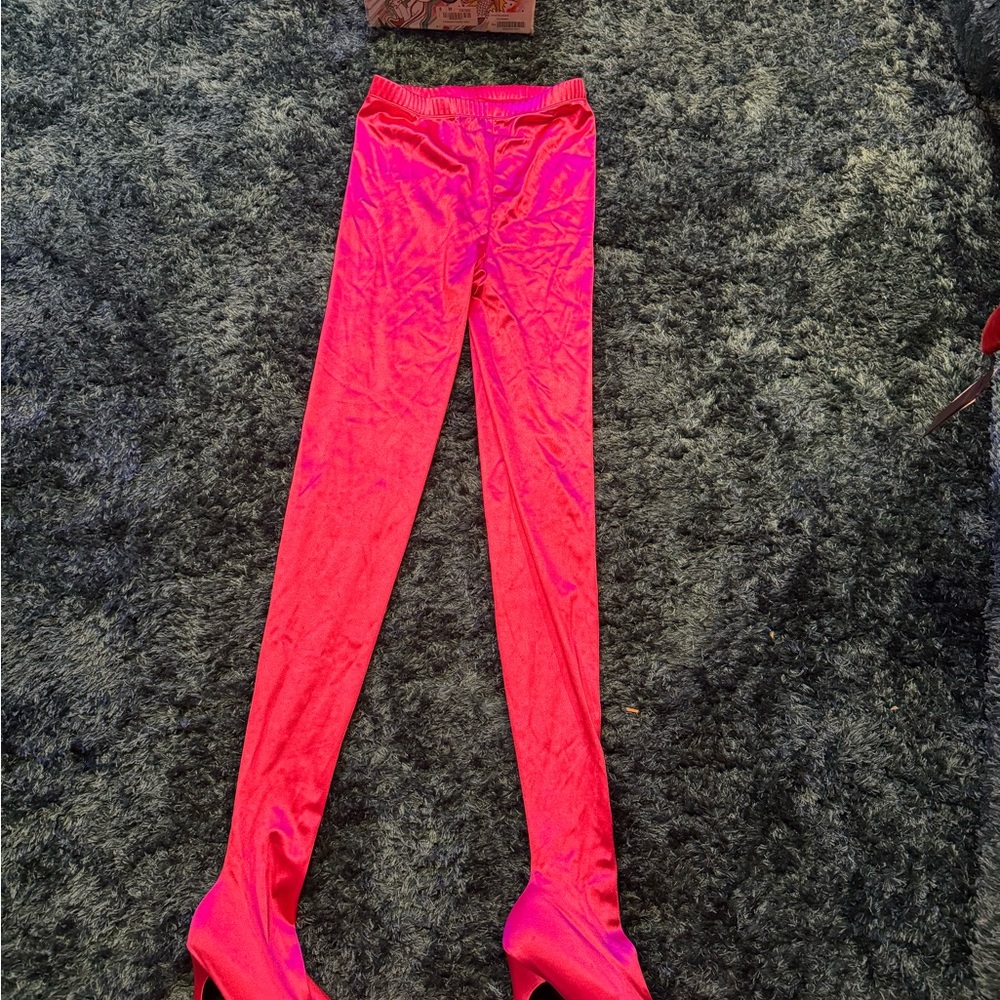 New in Box Jeffrey Campbell Pantalones Pant Boots Boot heels 7.5 Fuchsia Pink